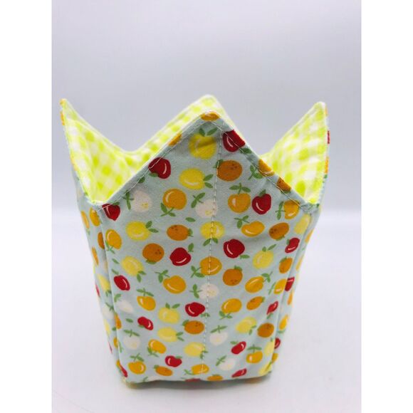 Set of 2 Fruity Microwave Pint Size Cozy for Hot or Cold Lemons Oranges Apples - Picture 1 of 6